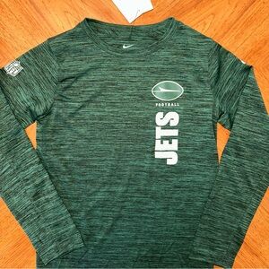 Nike New York Jets Shirt Youth Small Green NFL On Field Dri-Fit Long Sleeve